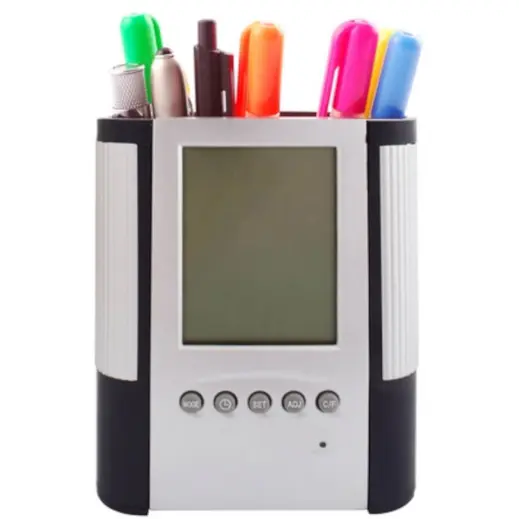 Clock Stationery Holder Pen Display
